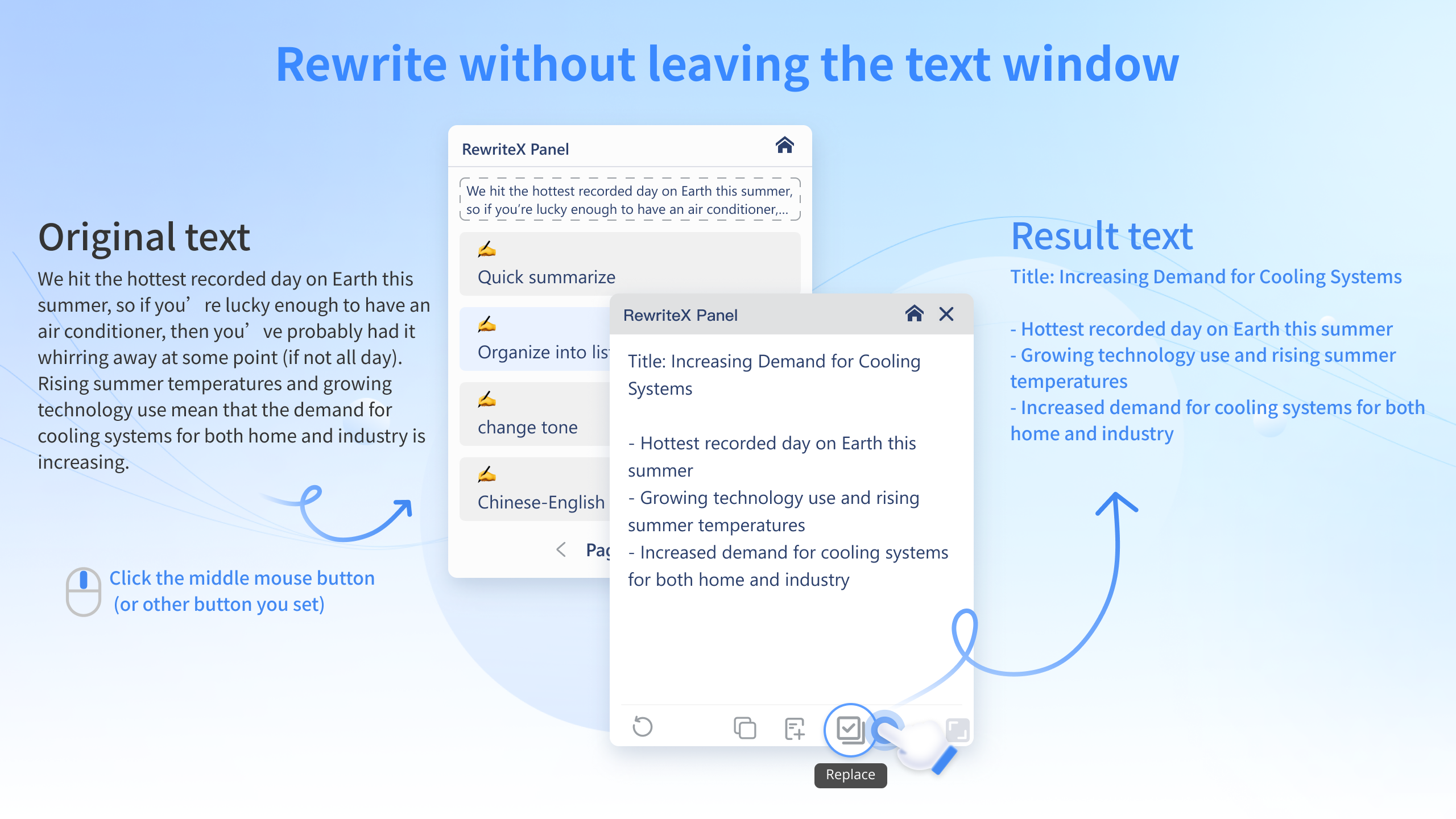 RewriteX - Use AI and prompt anytime, anywhere to rewrite your text media 1