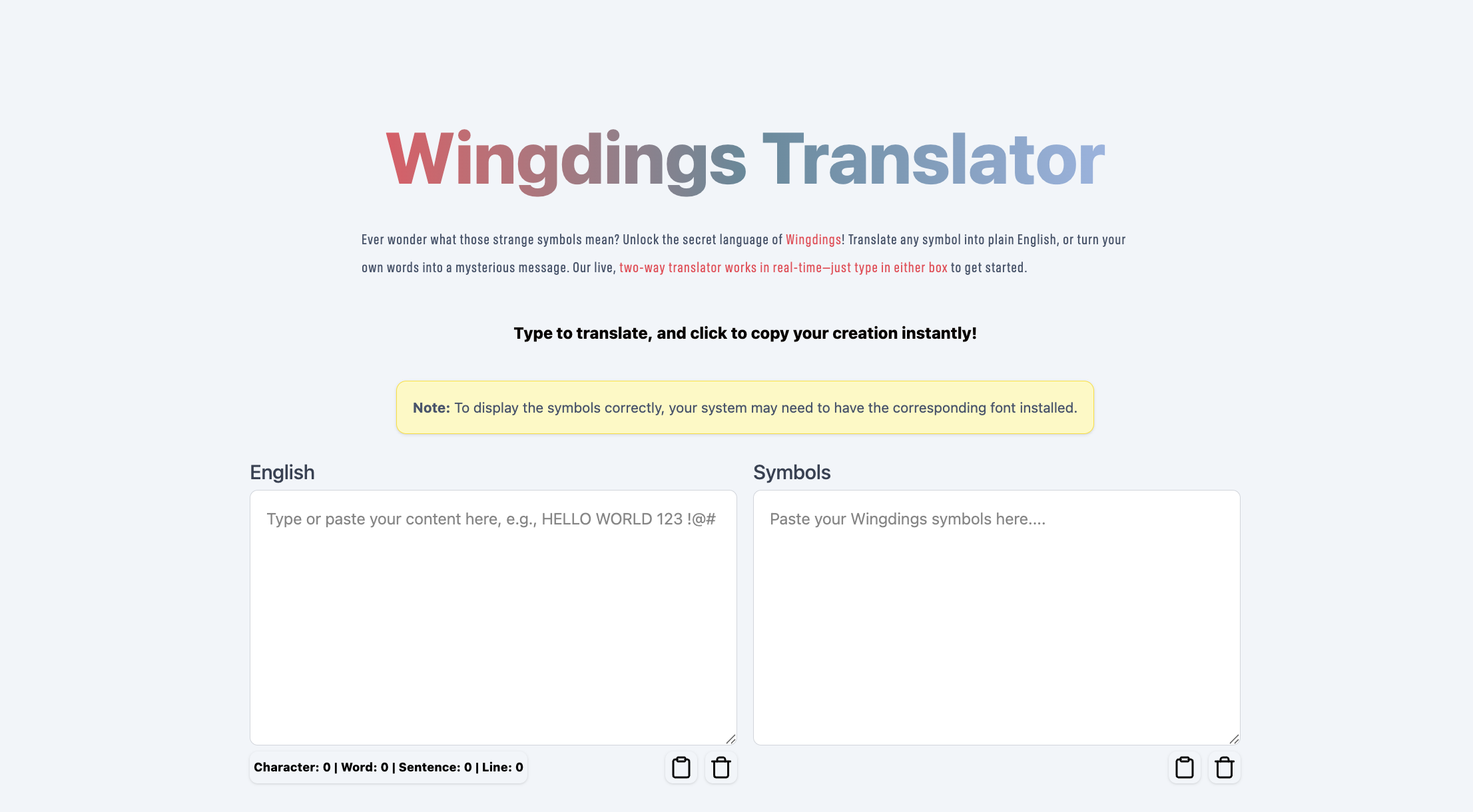 Wingdings翻訳者 - 英語とシンボルコンバーターメディア1