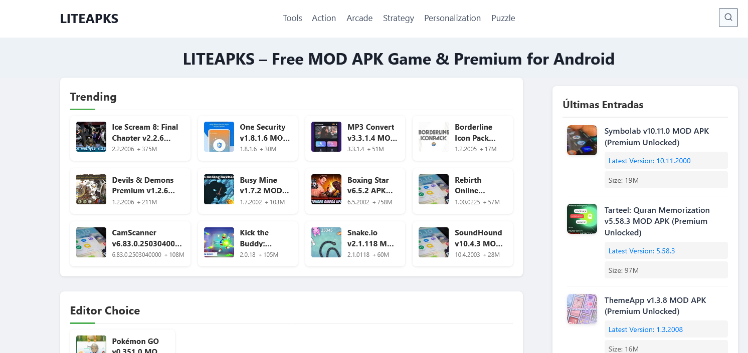 Liteapks - 안드로이드 용 무료 모드 APK 게임 및 프리미엄 미디어 1