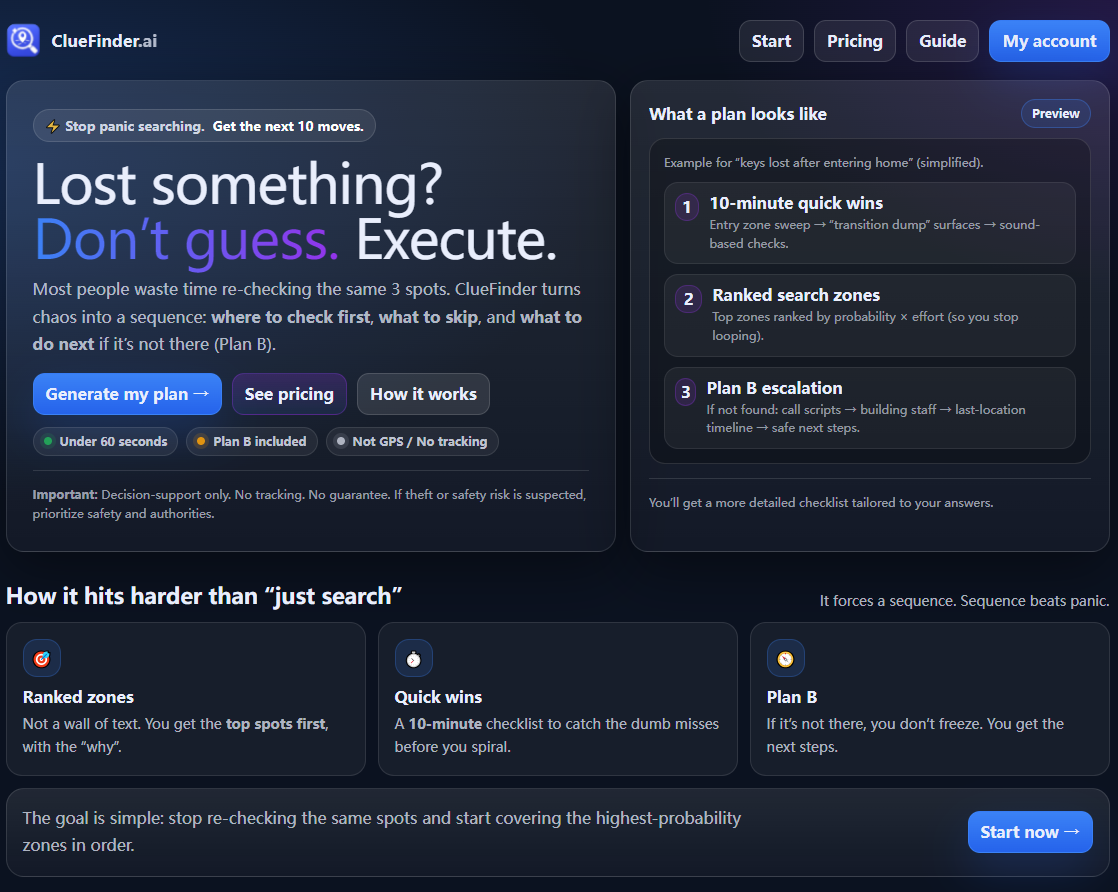 ClueFinder.ai — Stop Panic Searching. gallery image