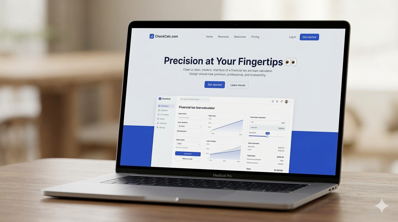 CheckCalc.com - Premium FinTech Domain - Product Hunt launch logo and brand identity