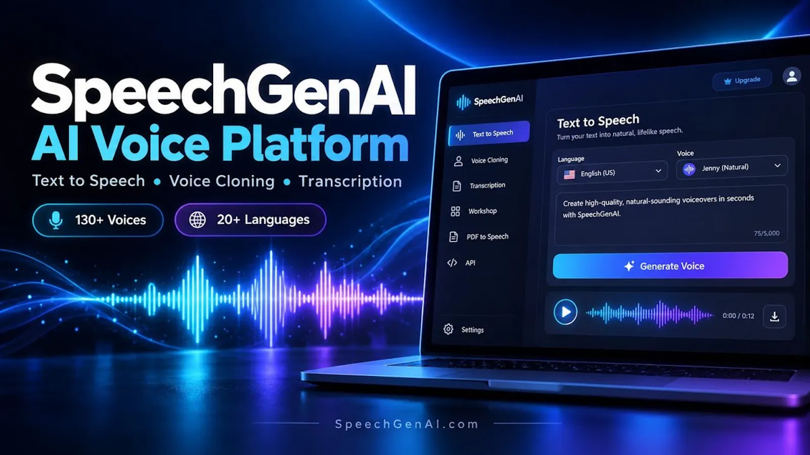 SpeechGenAI: AI Voice Studio screenshot 1 (video preview)
