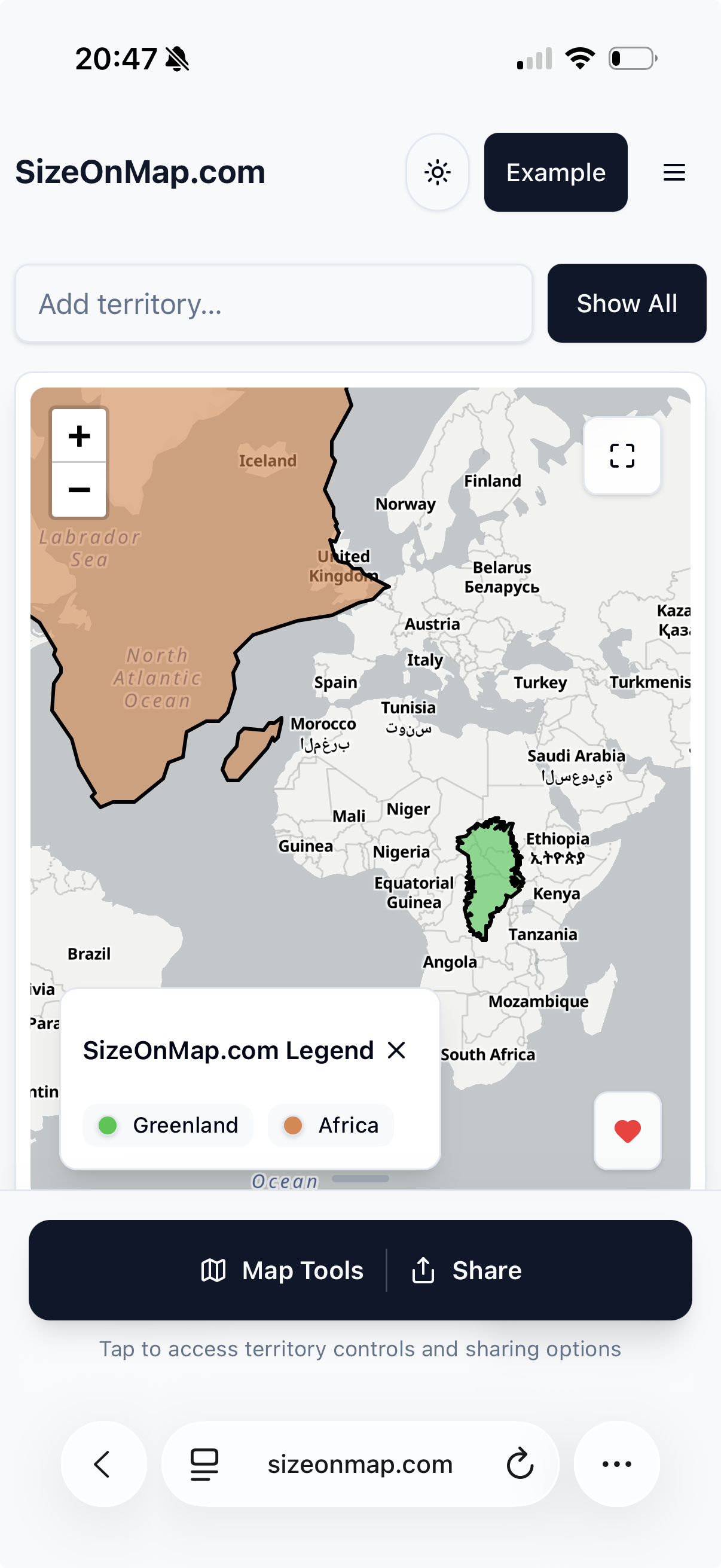 Média SizeOnMap.com - Comparez les territoires par vraie taille 3