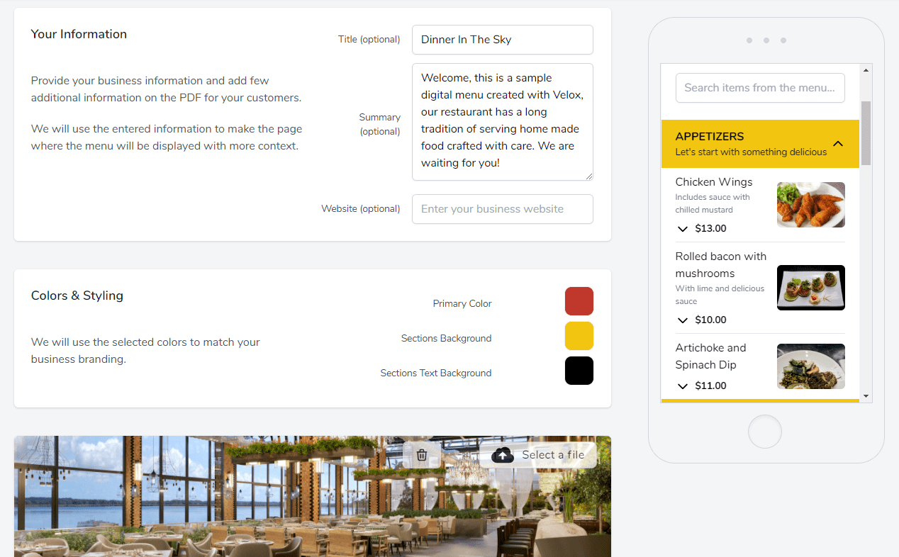 Velox Menus gallery image
