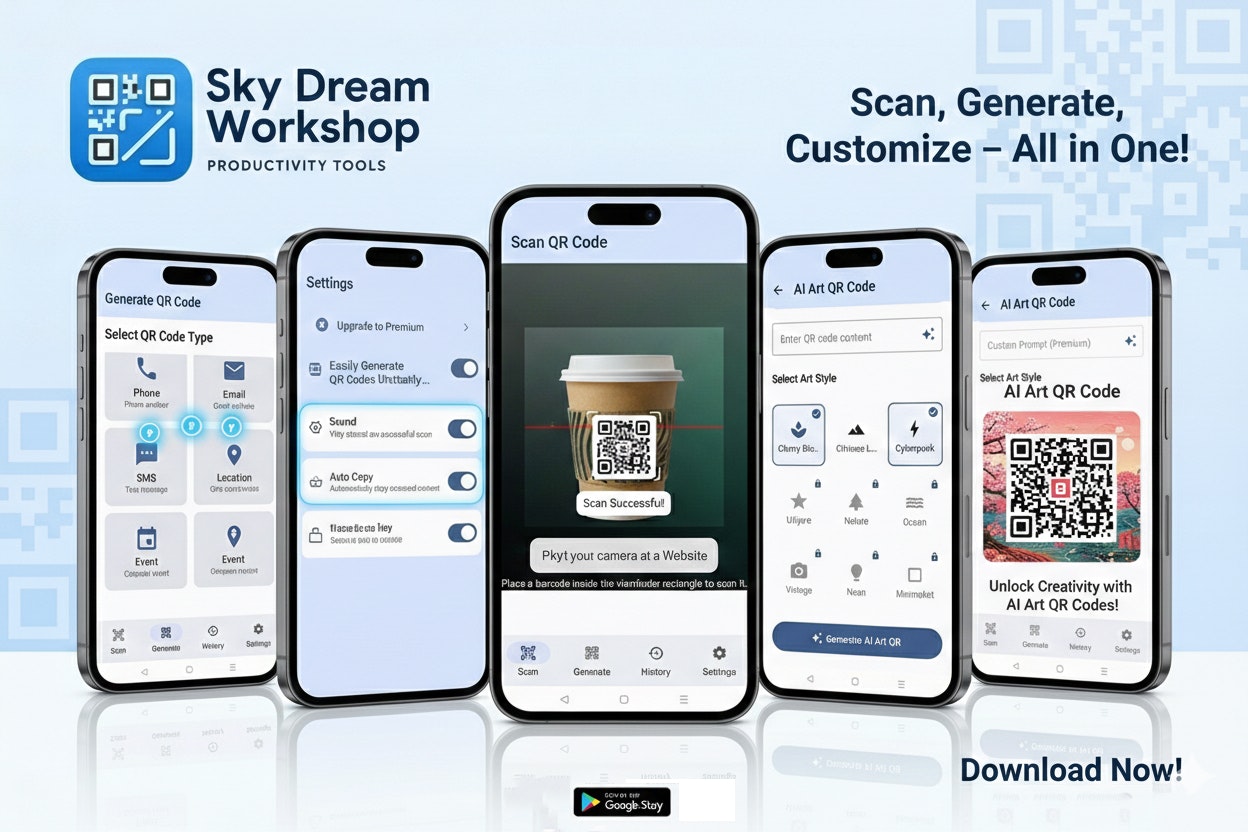 QR Code Pro - Main product screenshot demonstrating key features and user interface