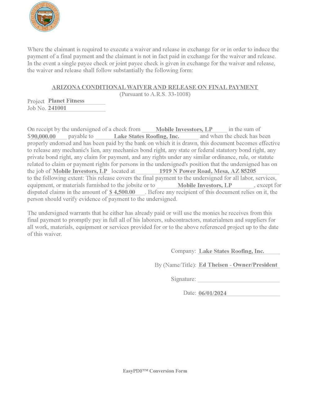 EasyPDF™ Construction Lien Waiver Forms media 1