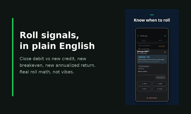 YieldLog screenshot 2