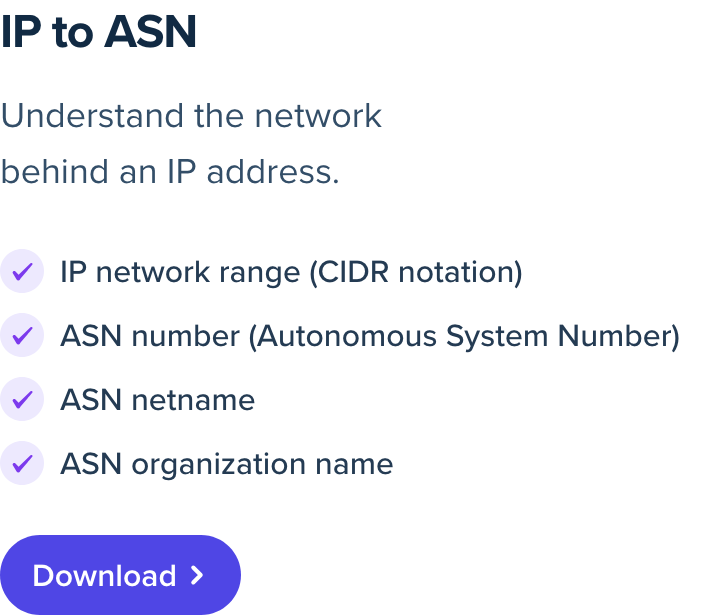 Bases de datos de geolocalización IP gratuitas de iPlocate - Bases de datos descargables gratuitas de IP a country e IP a ASN media 3