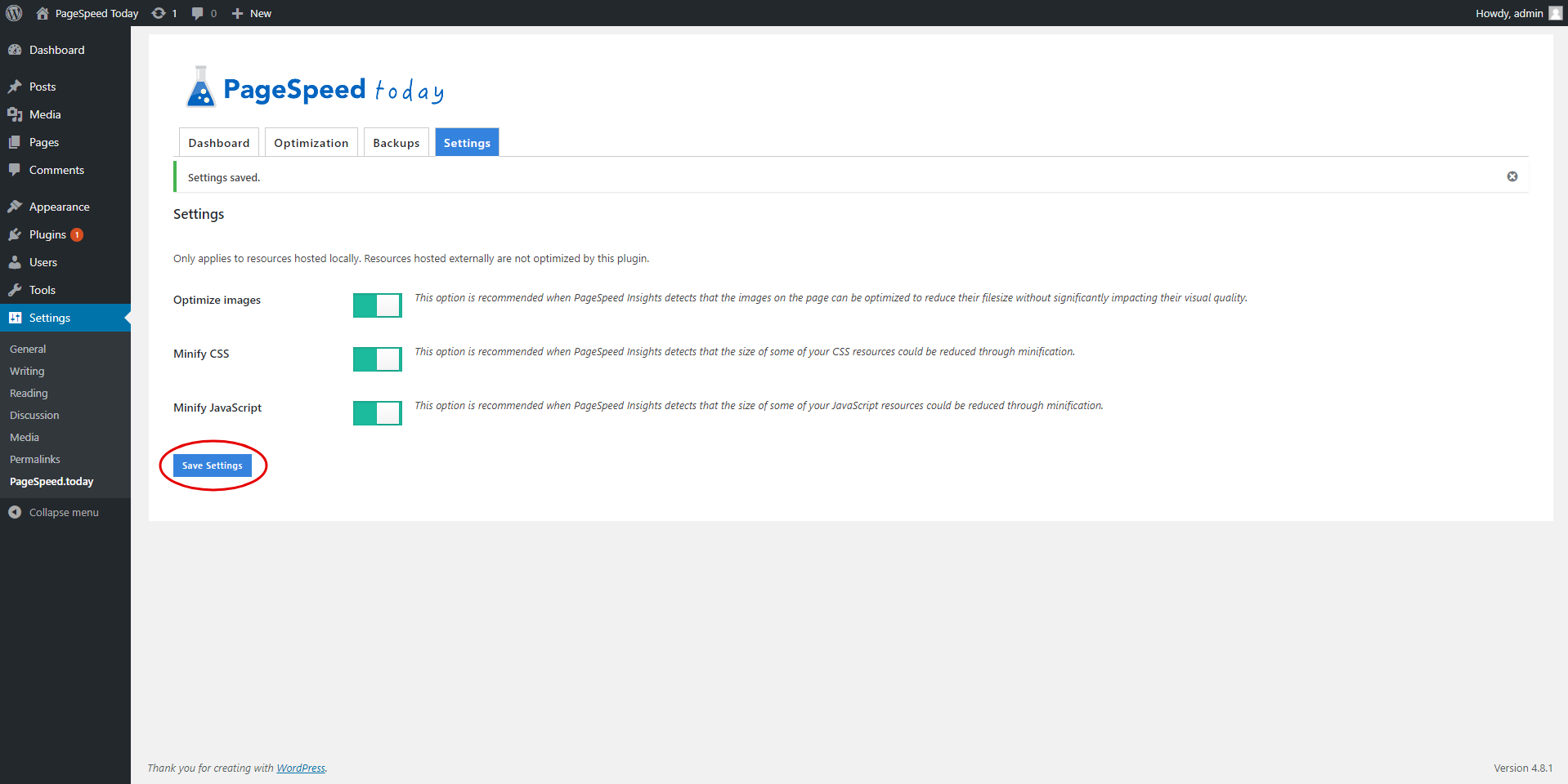 PageSpeed.Today WordPress Optimization Plugin gallery image