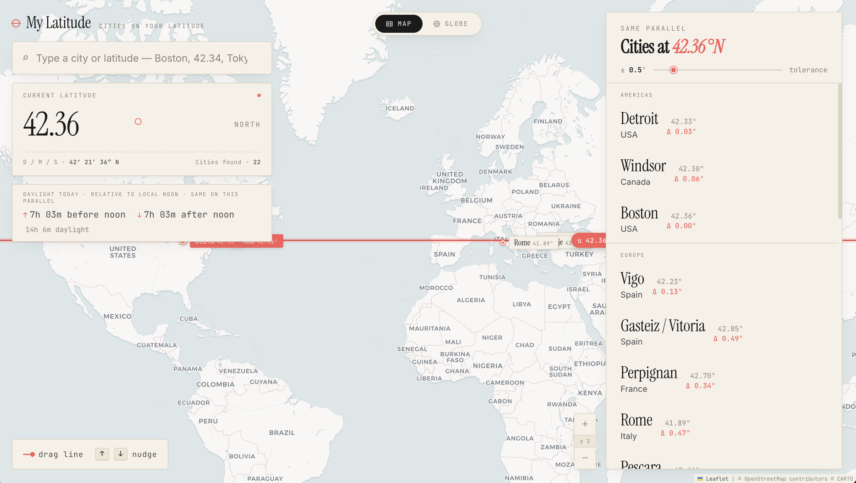 My Latitude — Cities on Your Parallel