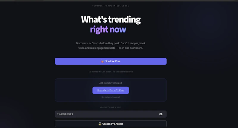 TrendRadar — YouTube Trend Tracker screenshot 1