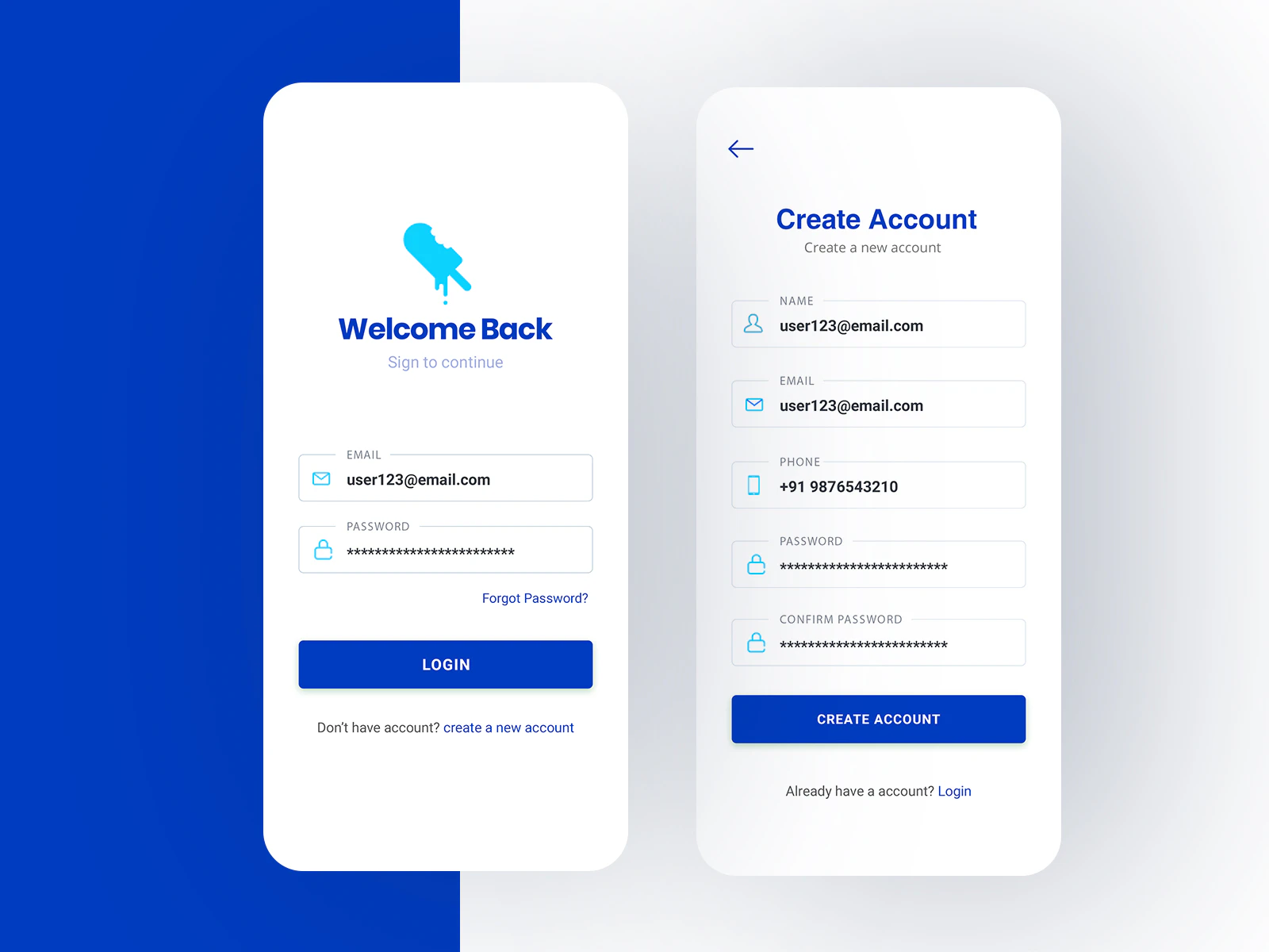  Mobile App login Signup UI 