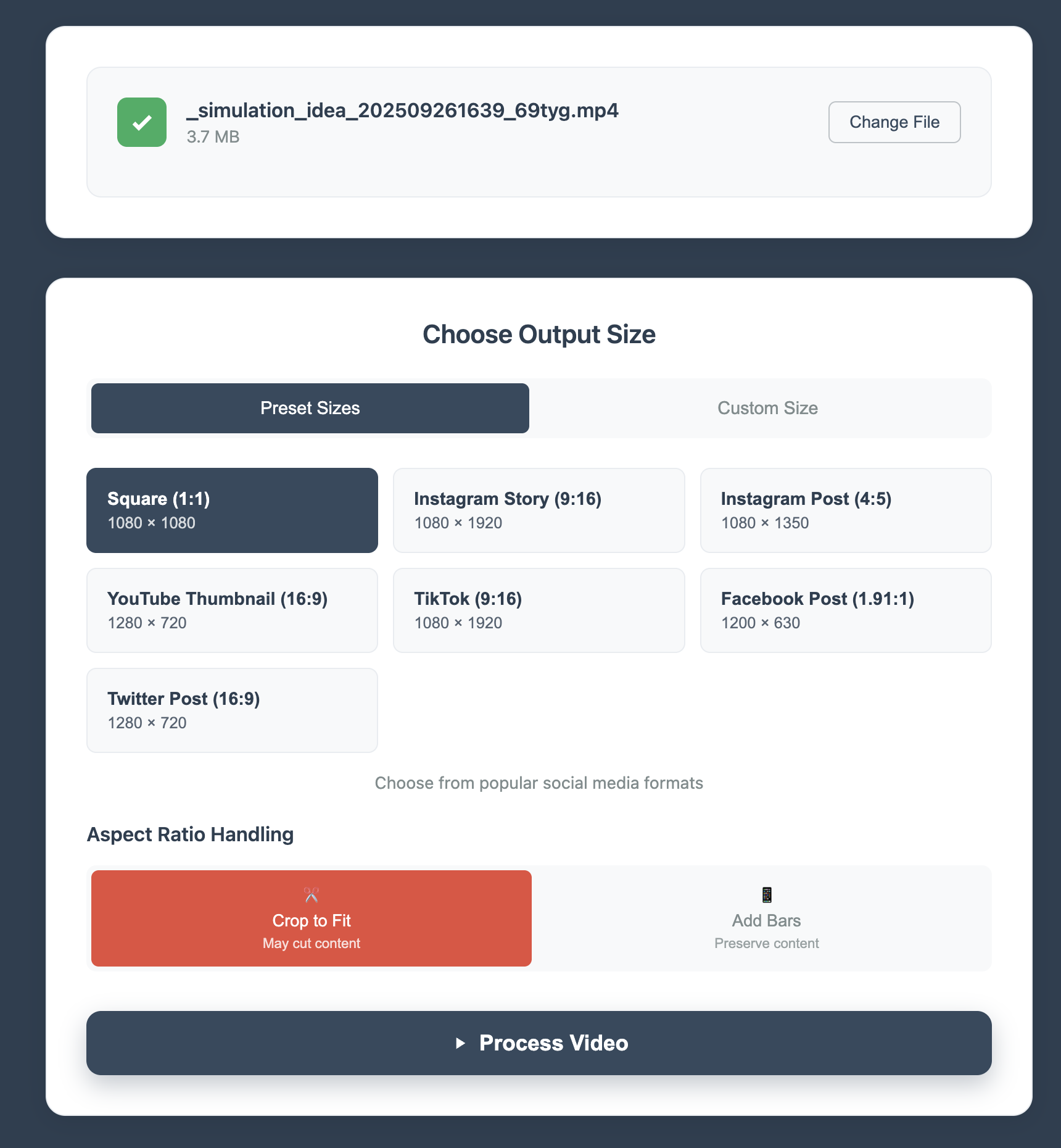 VidSize: Online Video Cropping/Resizing gallery image