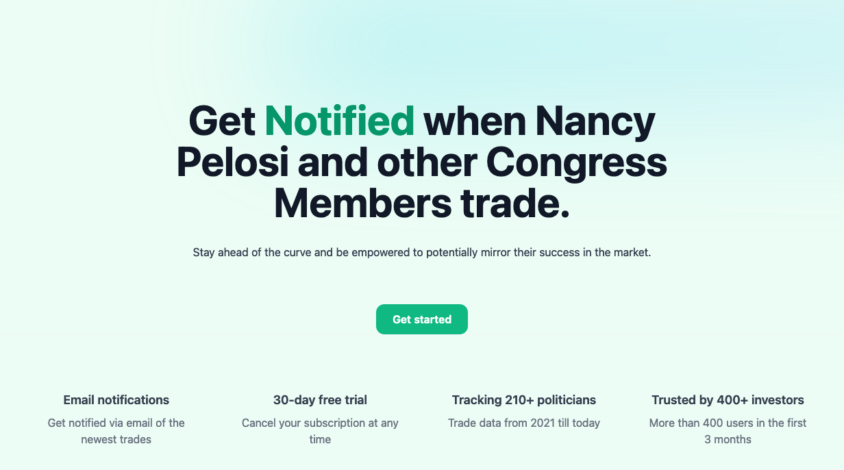 startuptile Pelosi Trade-Get notified when congress members trade