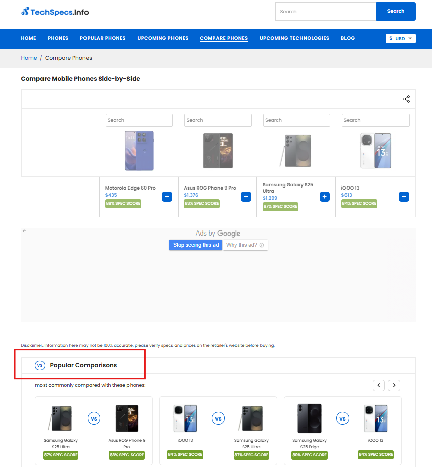 Media So sánh điện thoại |TechSpecs - So sánh tối đa 4 điện thoại bên cạnh một cách nhanh chóng và dễ dàng. 8