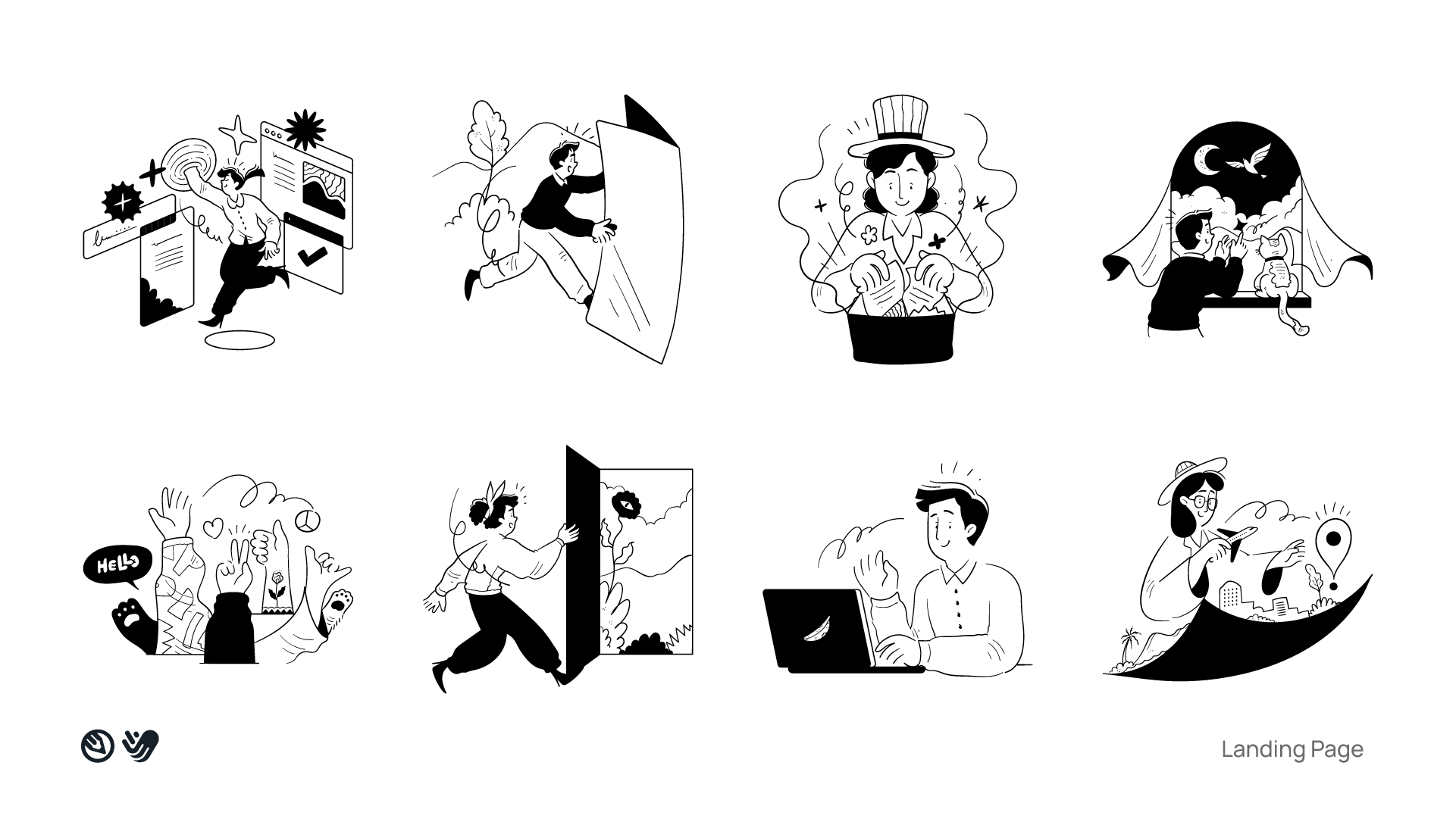 Ilustrações de movimento para noção media 34