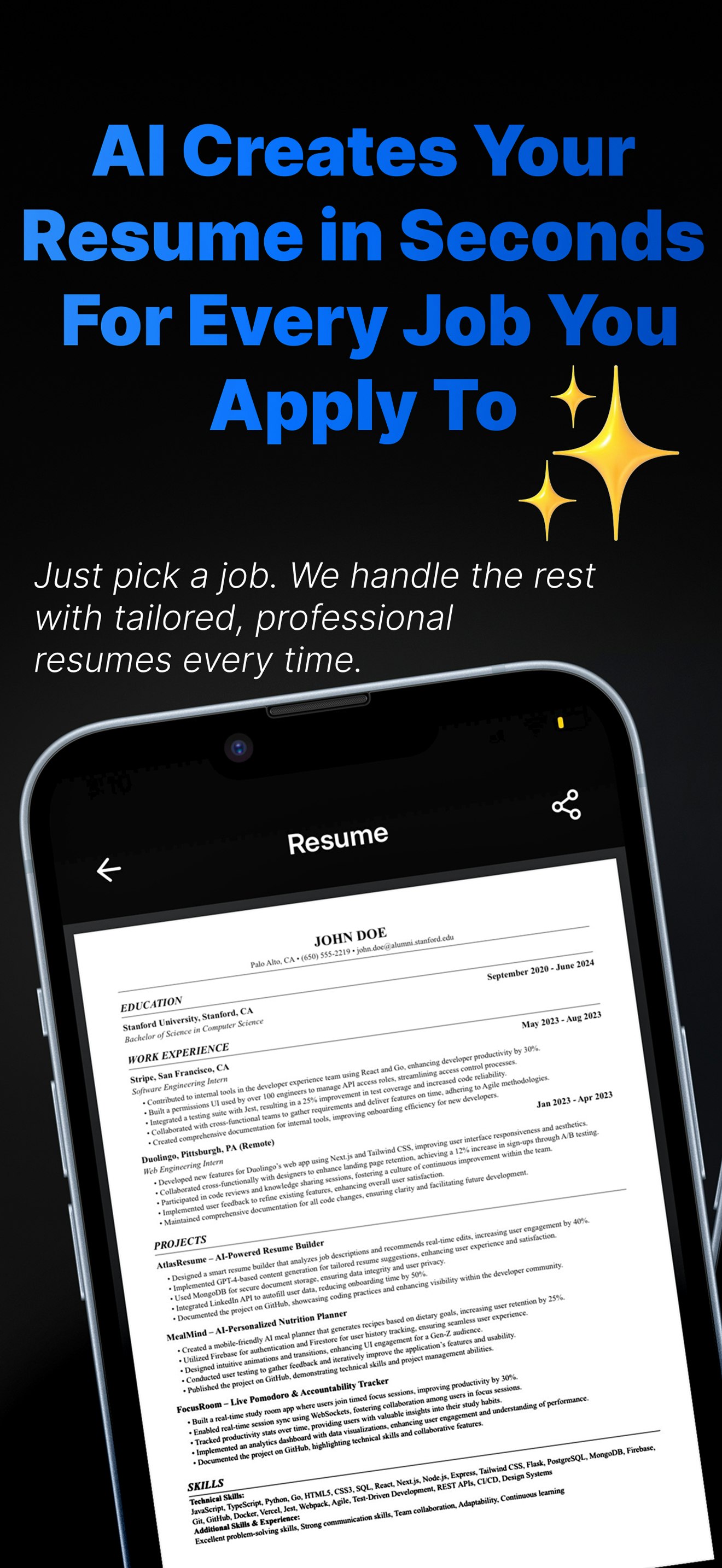 แอป Hunt AI AI ทั้งหมดสำหรับ iOS สำหรับ iOS - ประวัติย่อจดหมายสมัครงานและสัมภาษณ์ AI ในแอพ iOS เดียว media 1