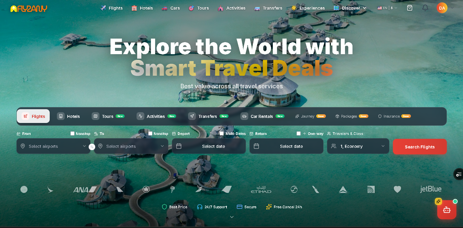 Fly2Any - Main product screenshot demonstrating key features and user interface