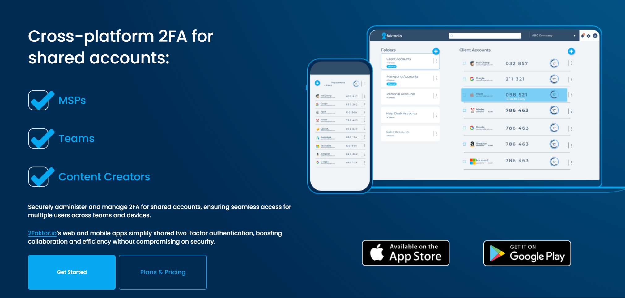 2Faktor.io - 2FA 공유 계정, 웹 및 모바일 미디어 3