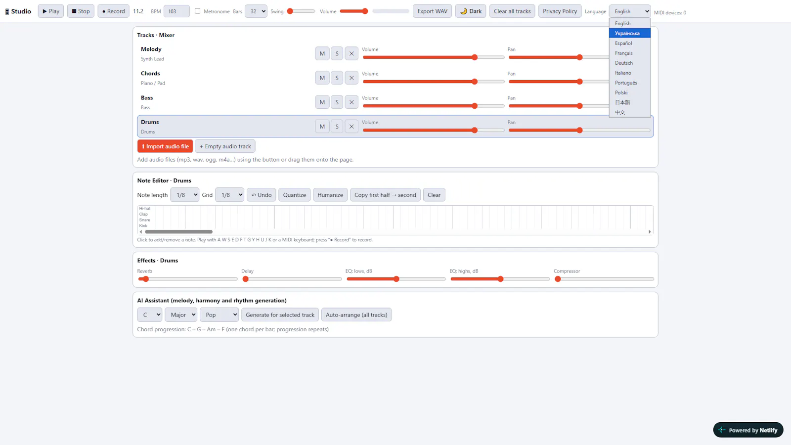 Studio — Web DAW screenshot 1
