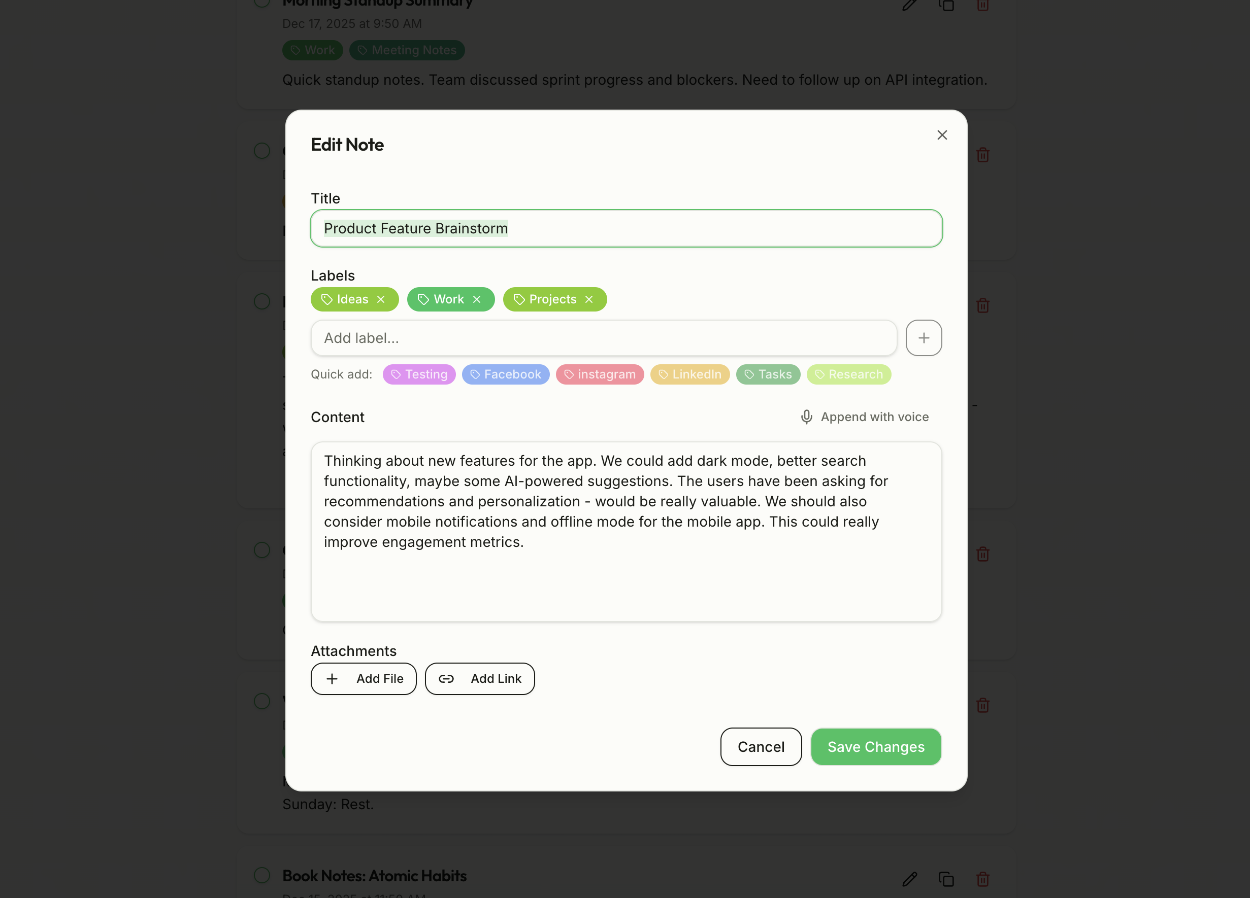 VoiceNotes - Screenshot 5 showing product features and functionality
