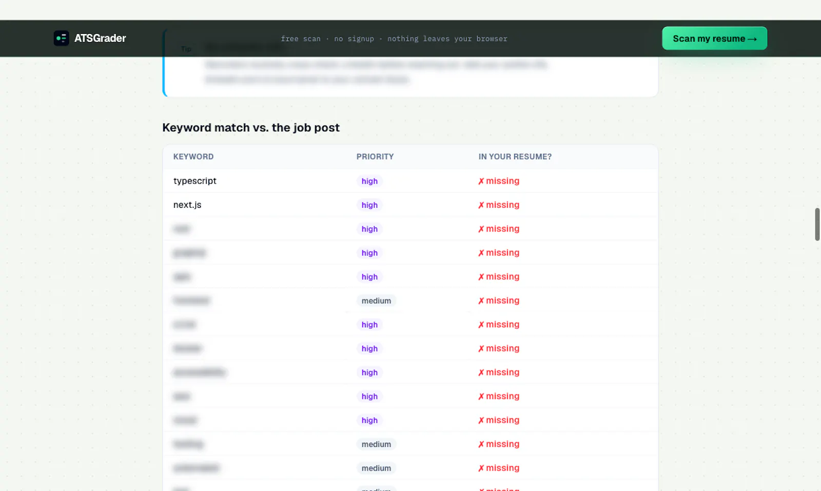 ATSGrader screenshot 3