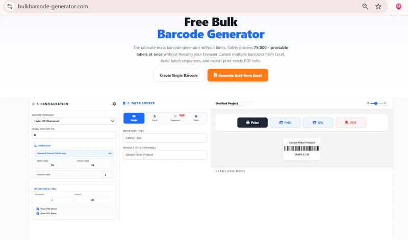 Free Bulk Barcode & QR Generator screenshot 5