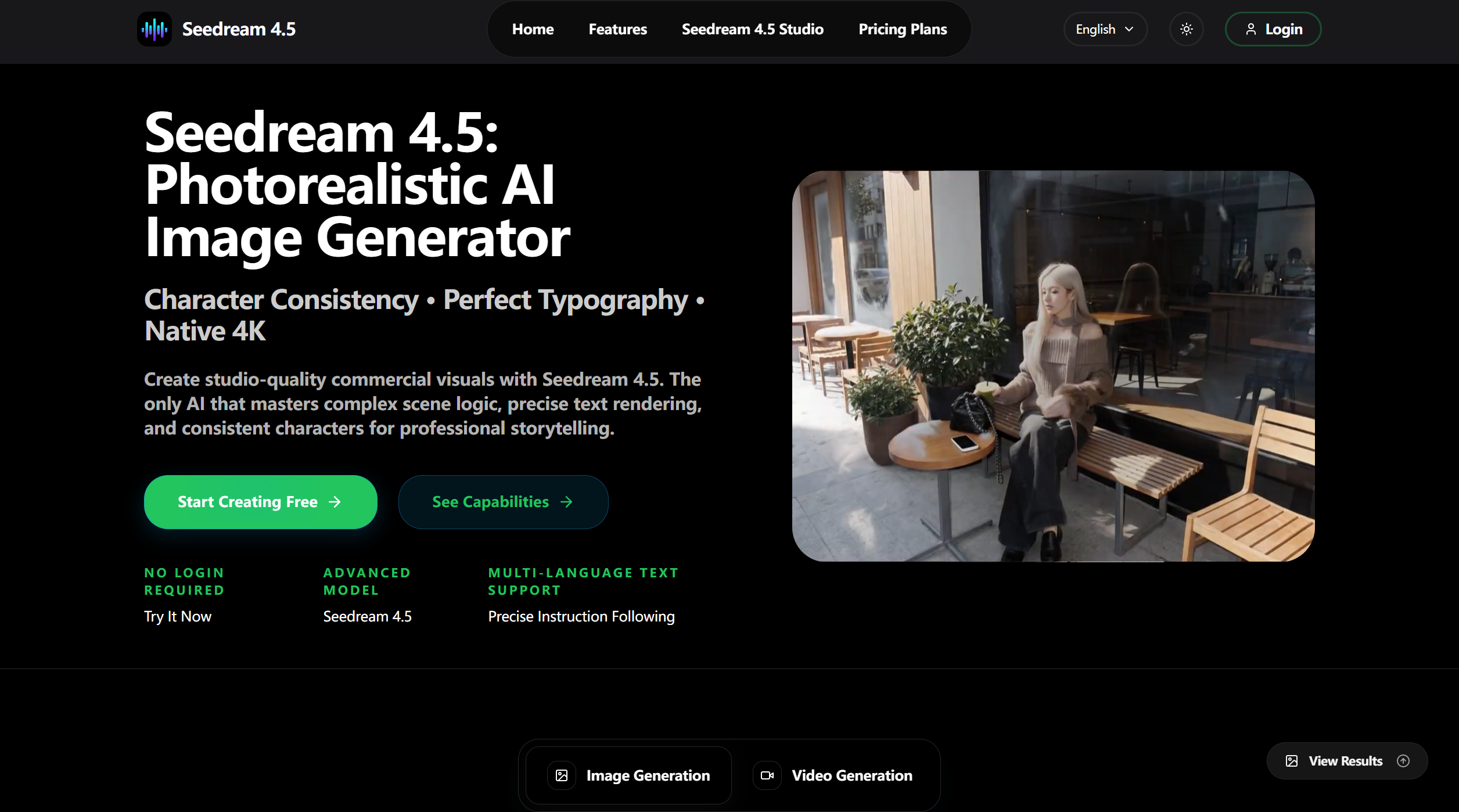 Seedream 4.5 AI - Main product screenshot demonstrating key features and user interface