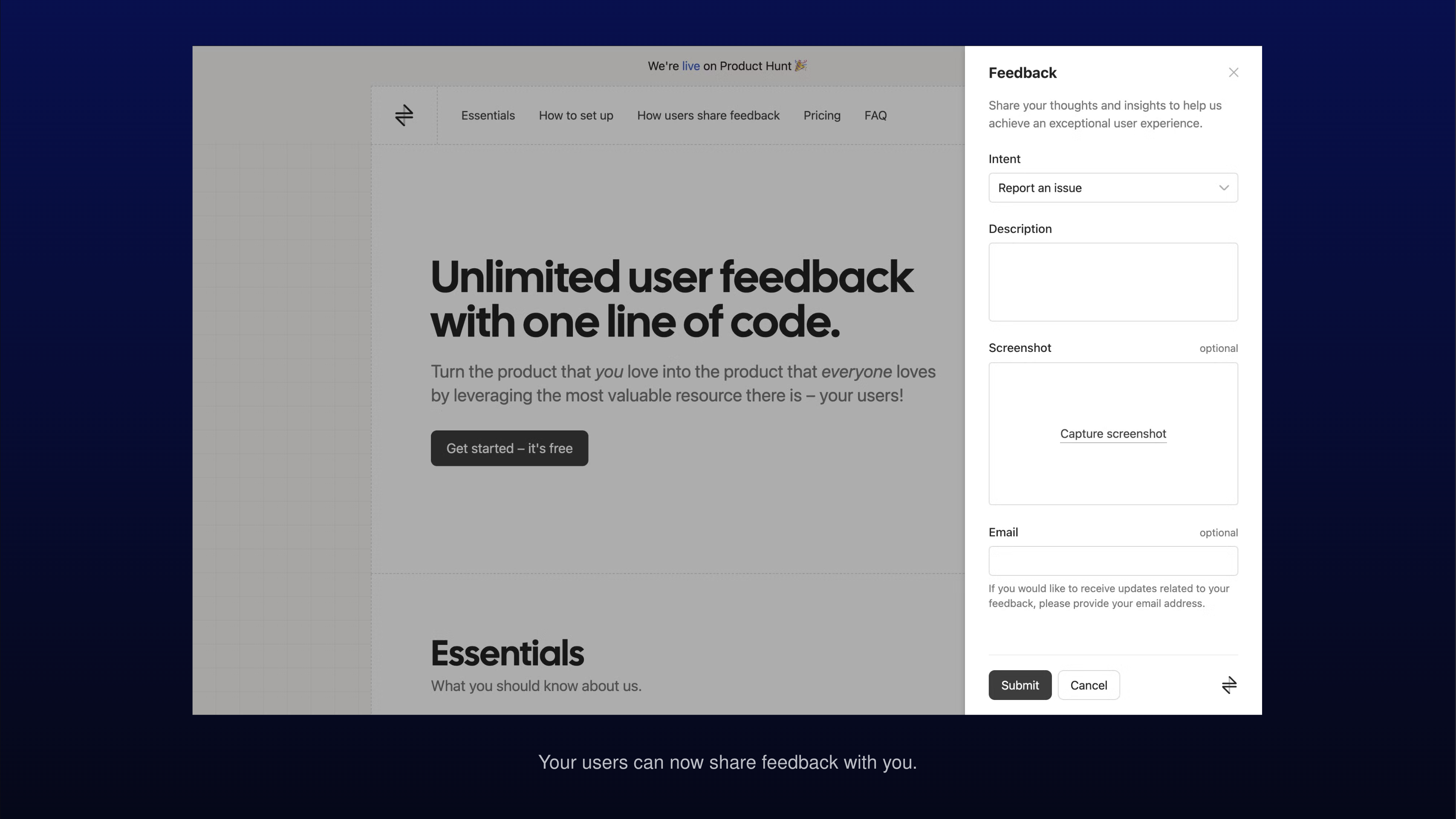 Feedback.one - Feedback utente illimitato con una riga di codice media 6