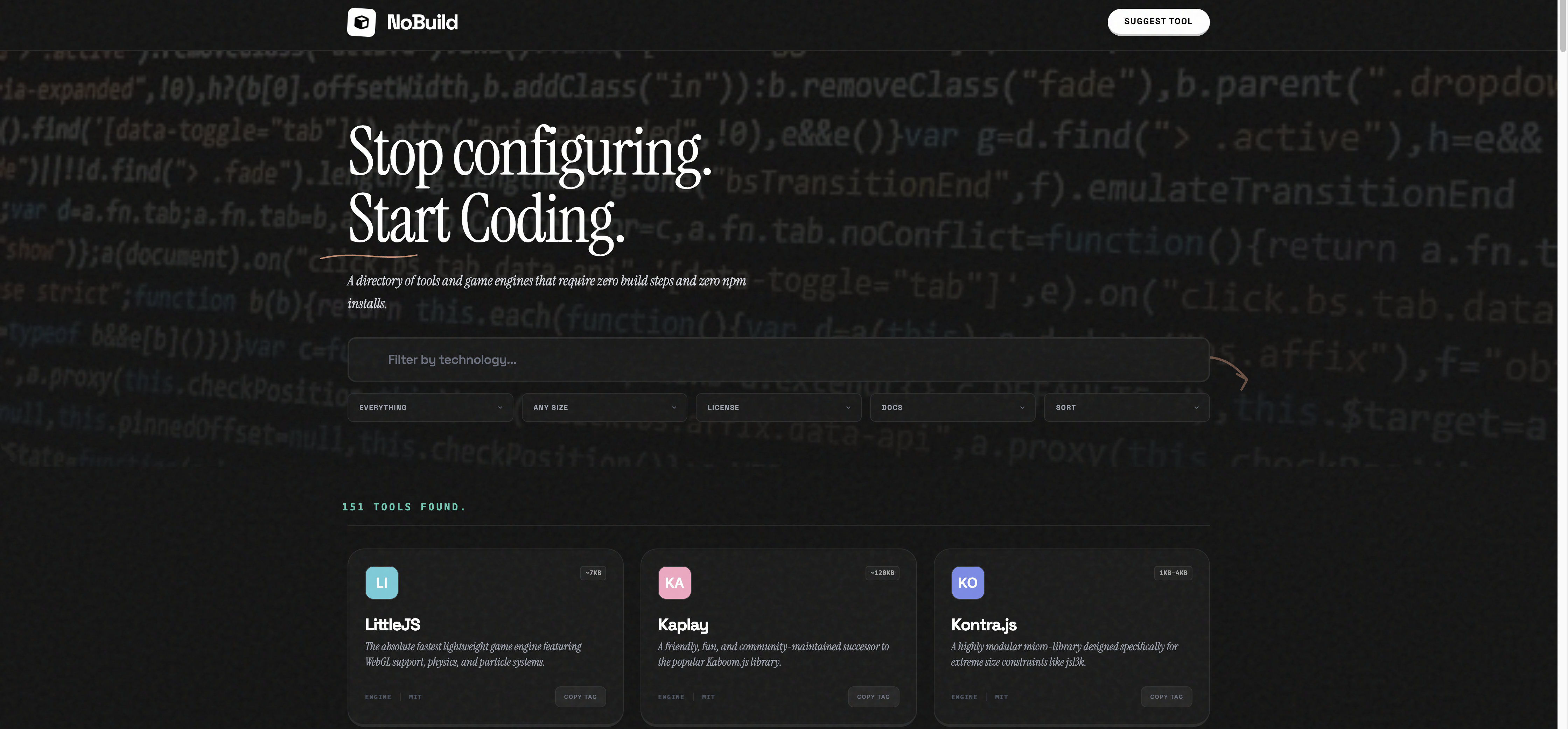 NoBuild — Zero Build JS tools directory gallery image