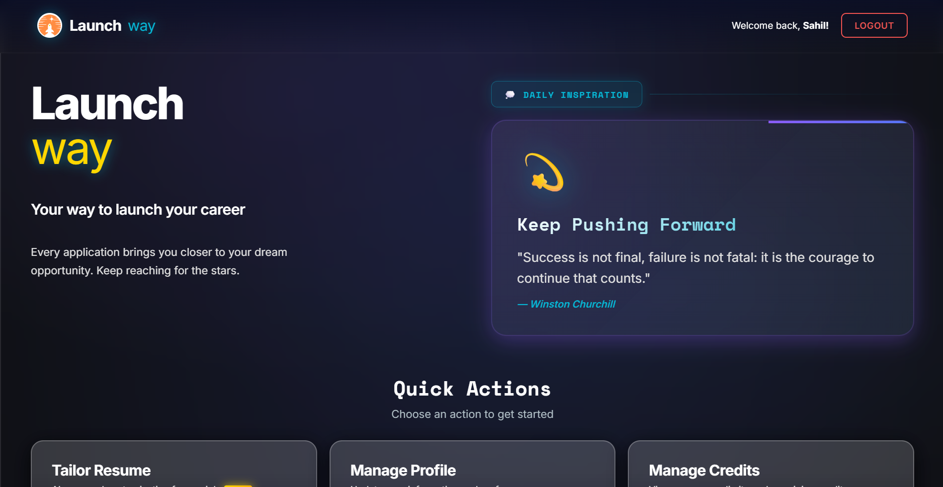 Launchway - Main screenshot showing features and interface