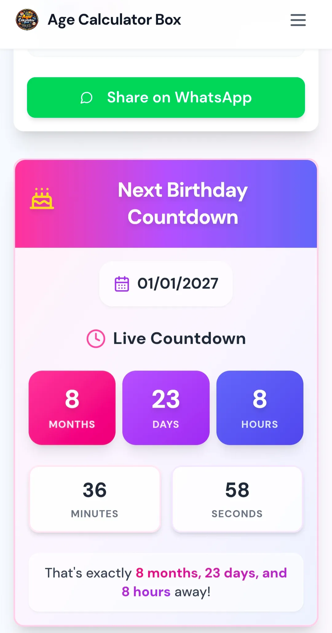Age Calculator Box  gallery image
