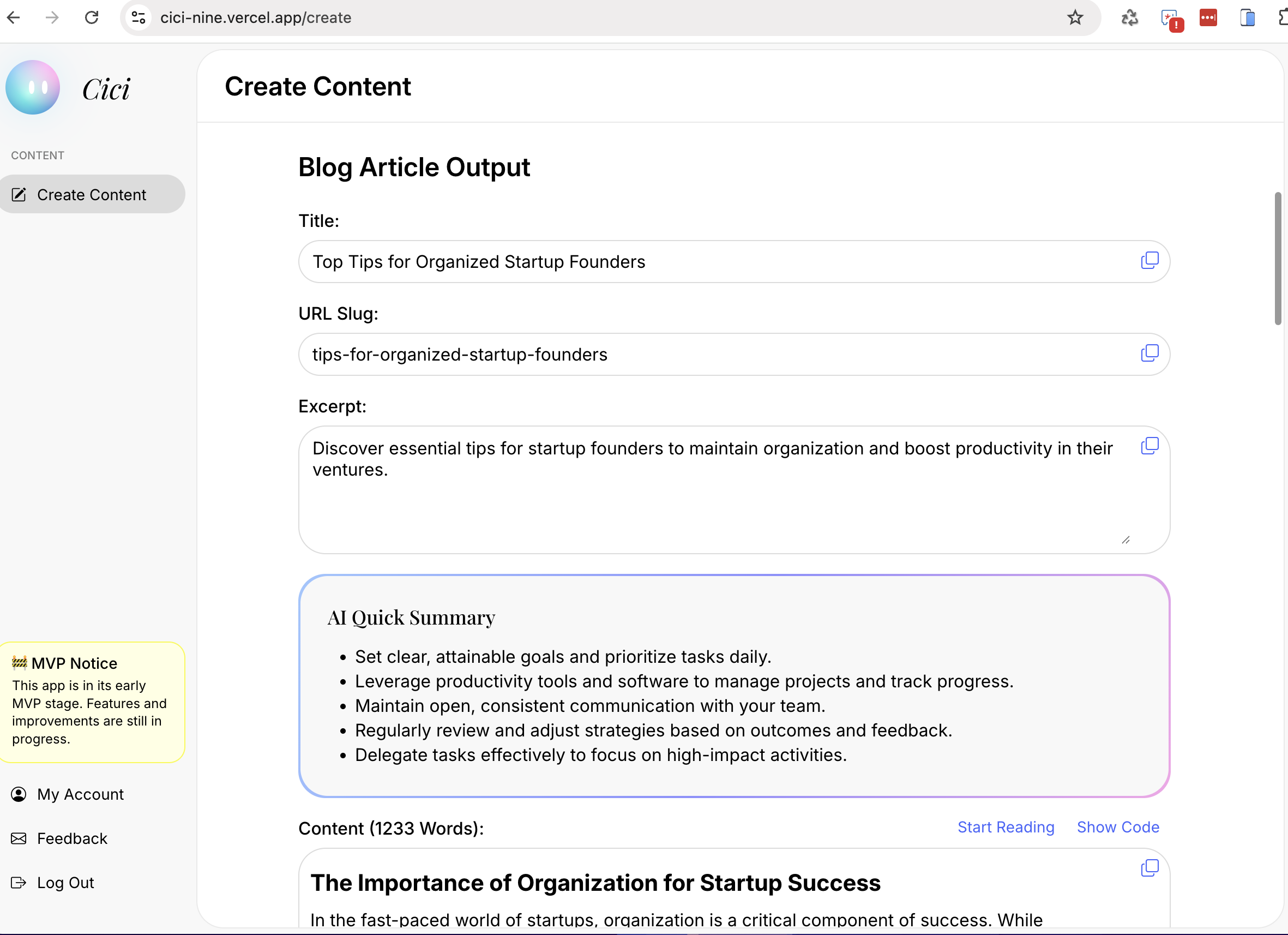 Cici MVP, Your SEO Content AI Assistant media 4