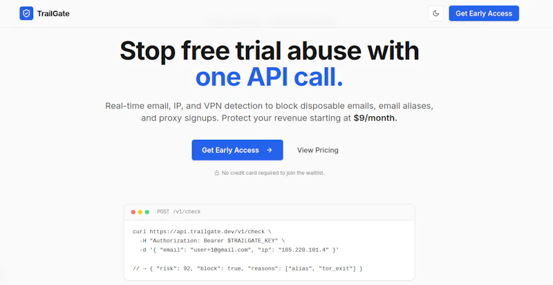 TrailGate – Stop Free Trial Abuse. screenshot 1