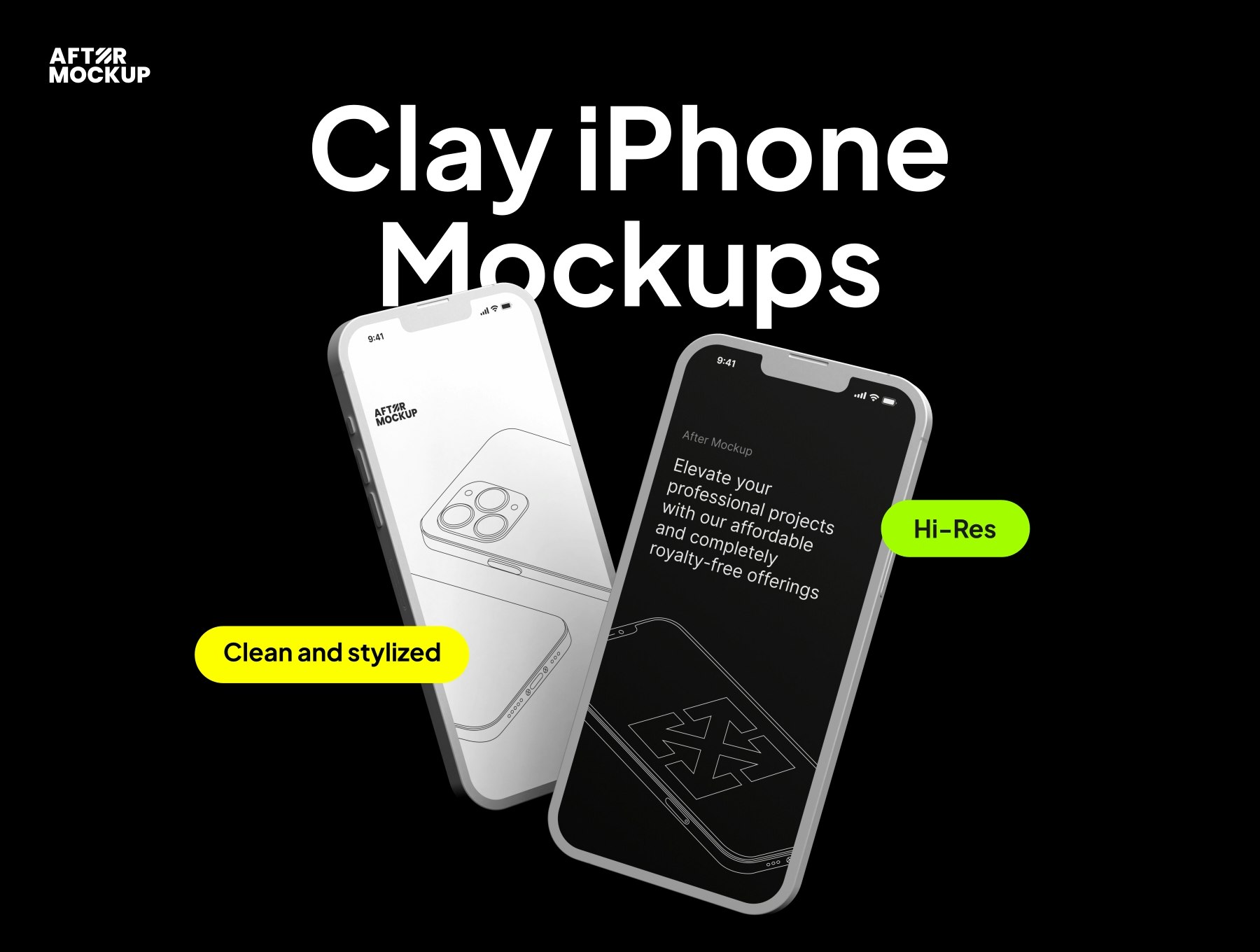 Mídia 1 de Mockups de iPhone de argila de pacote - Modelos limpos, estilizados e de alta resolução