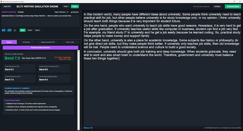IELTS Writing Simulation Engine screenshot 1