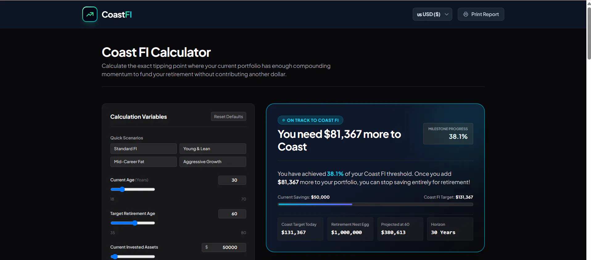 Coast FI Calculator gallery image