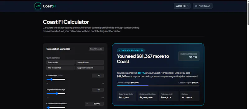 Coast FI Calculator screenshot 2