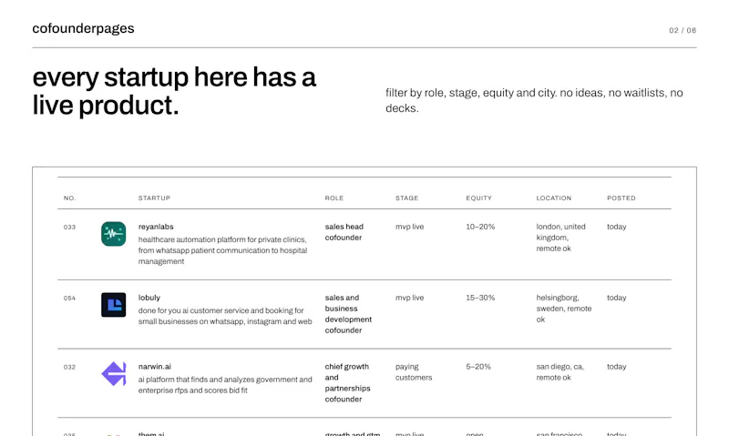 Cofounder Pages screenshot 3