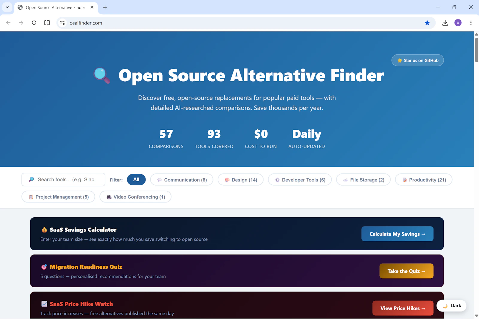 Open Source Alternative Finder screenshot 1