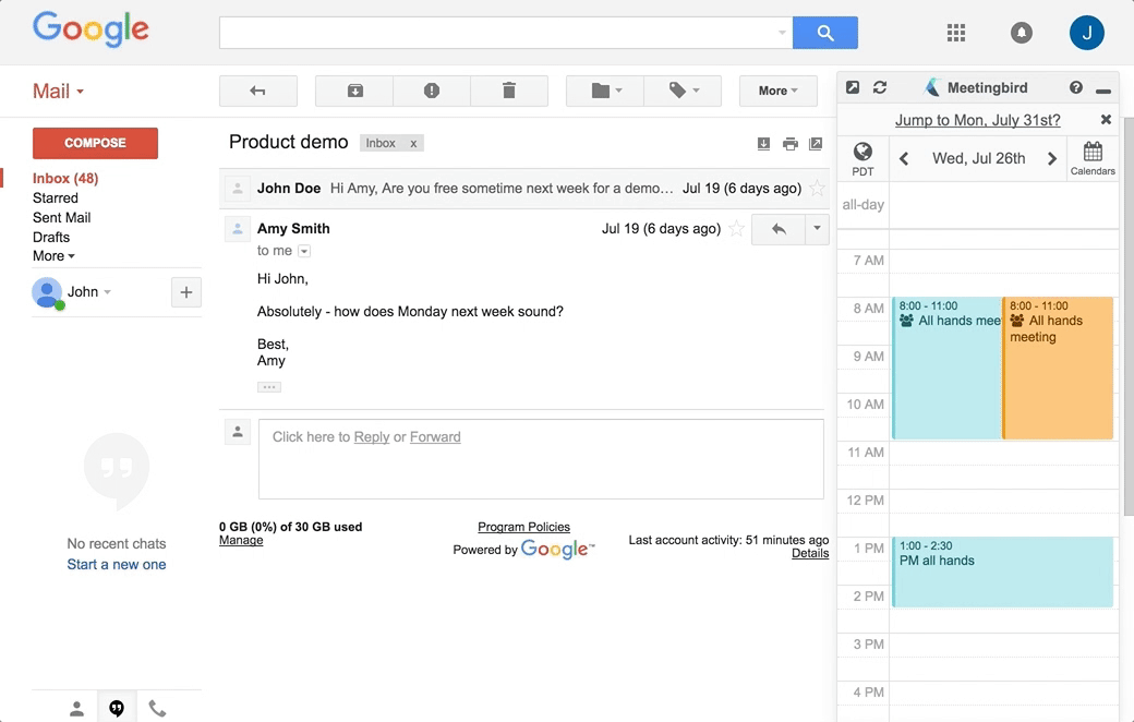 Meetingbird For Gmail View Your Calendar And Schedule Meetings Right 