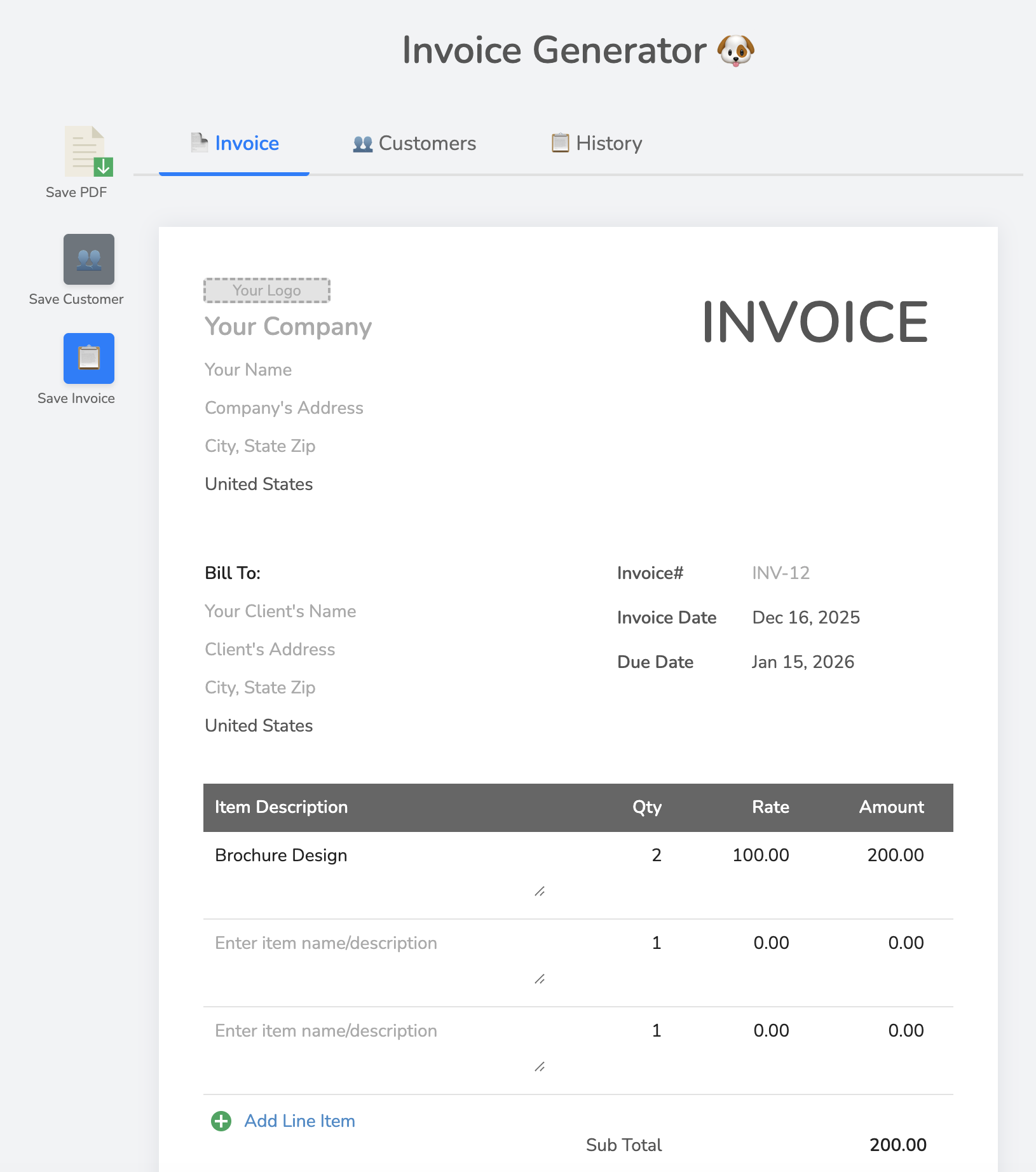 InvoiceDog - Invoice Generator