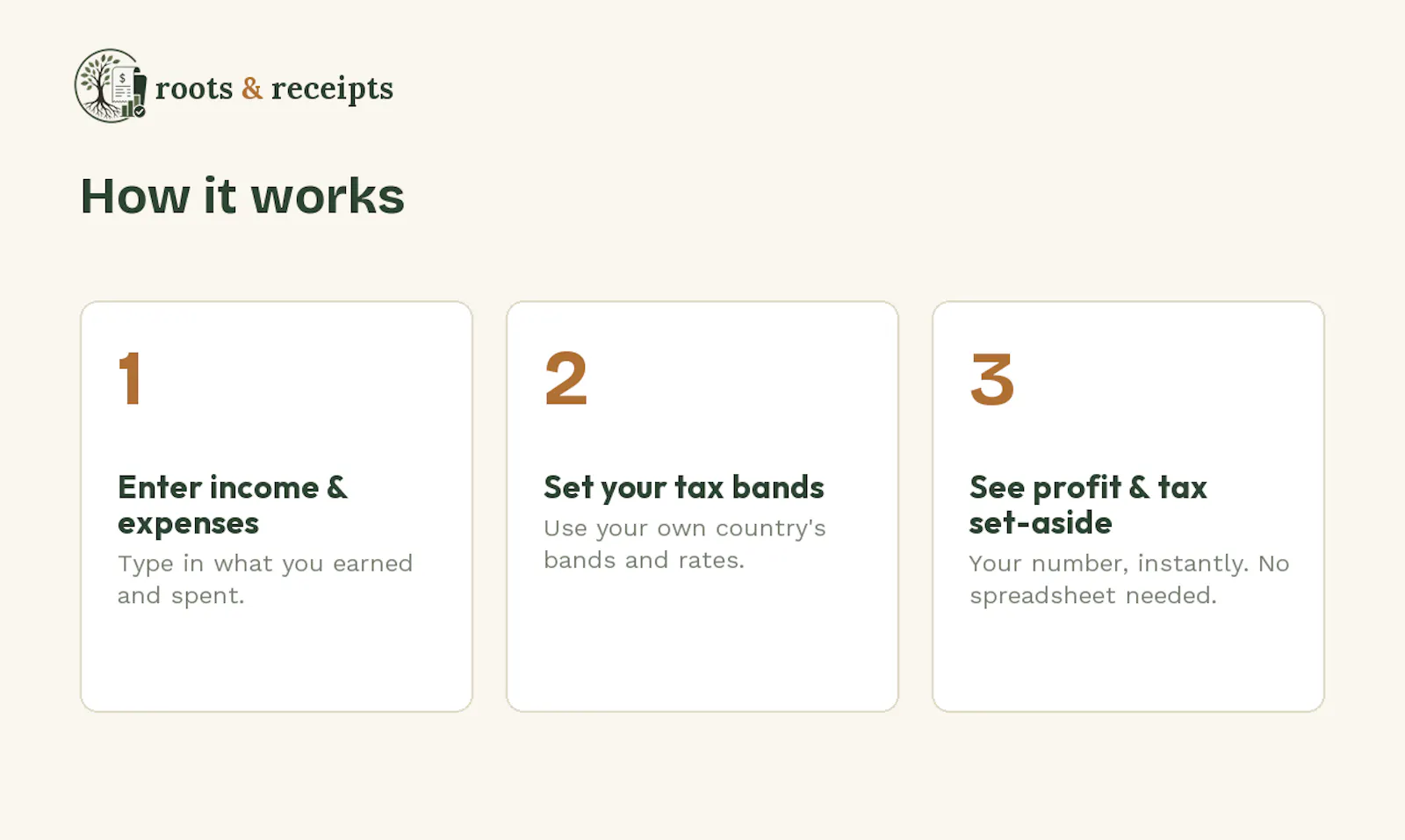 Roots & Receipts Tax Calculator screenshot 2
