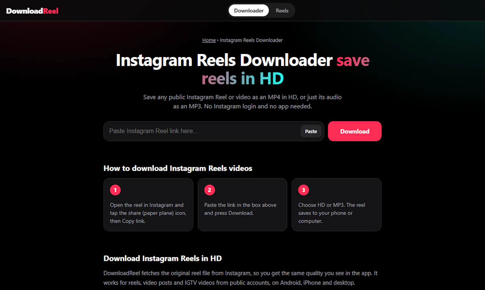 DownloadReel screenshot 2