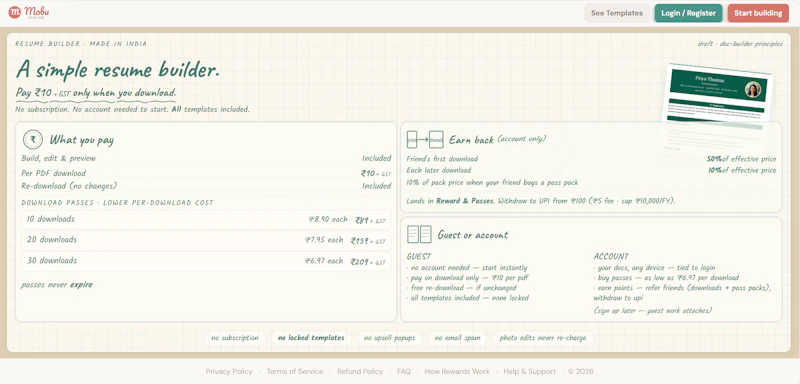 Mobu Resume screenshot 1