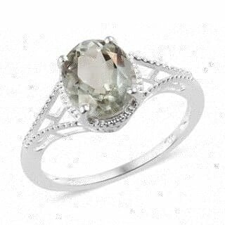 Green Amethyst Solitaire Split Ring