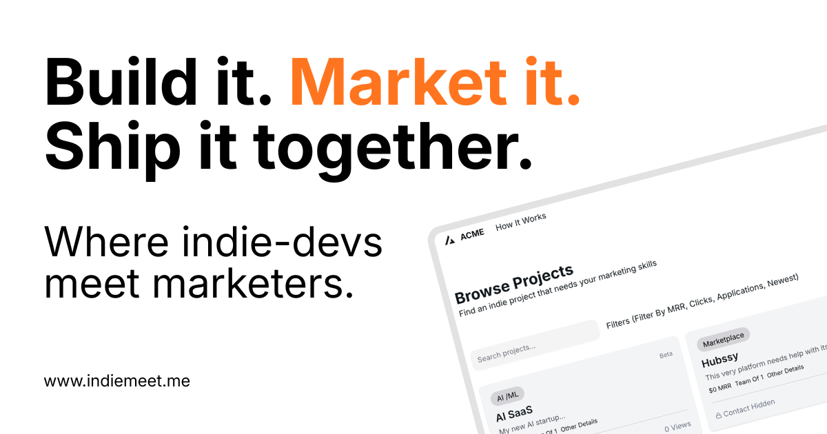 IndieMeet - Main product screenshot demonstrating key features and user interface