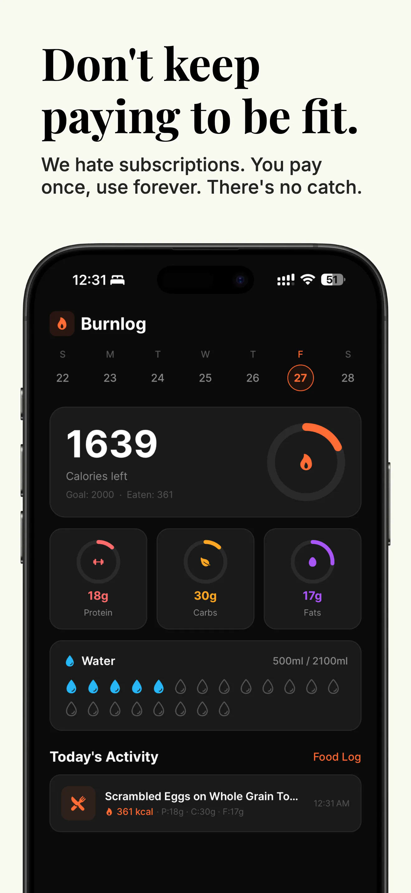 Burnlog: Intermittent Fasting 제품 배너