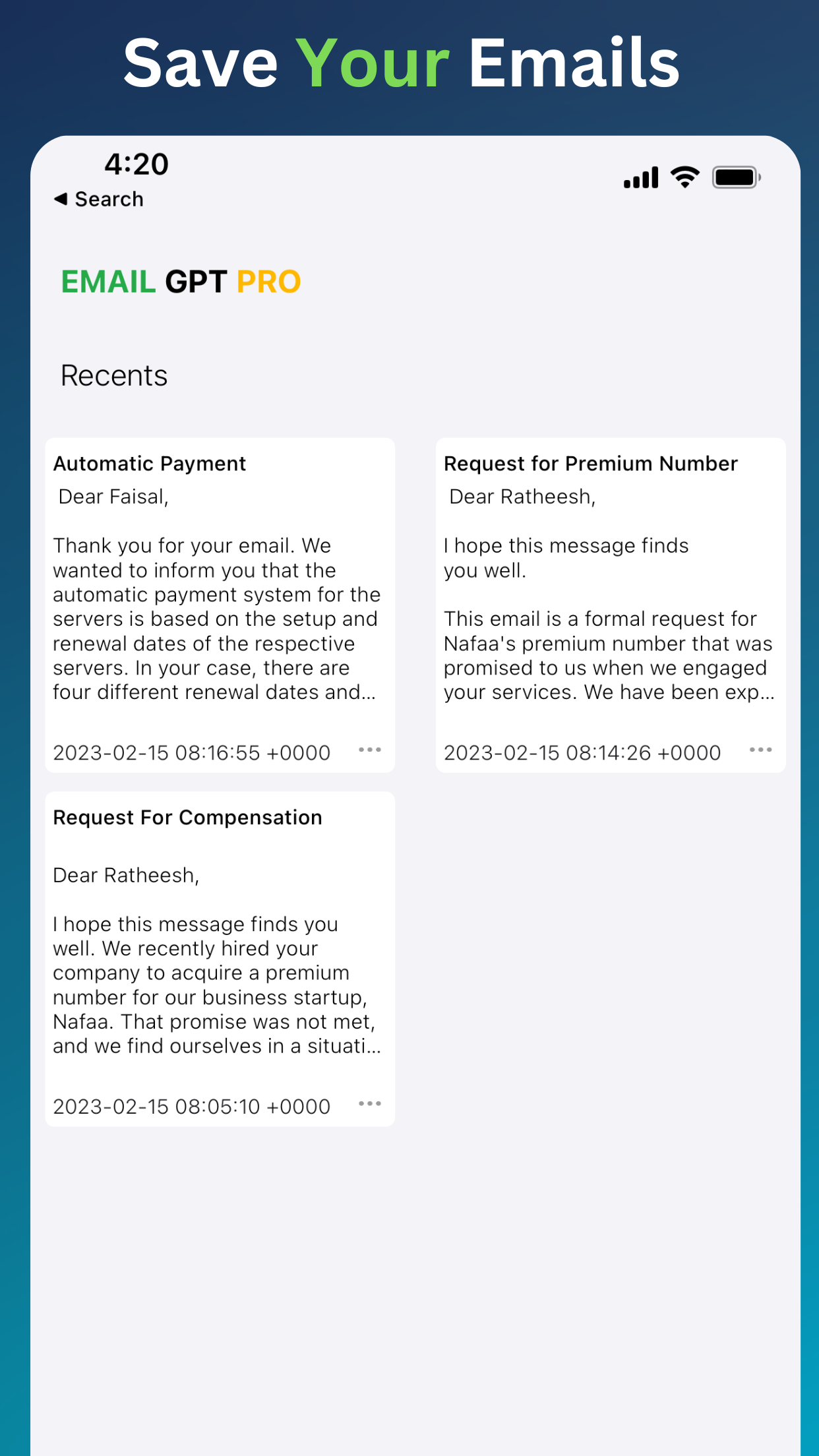 E -Mail -Autor - AI E -Mail -Chatgpt iOS -App - schreibt E -Mail mit Chatgpt Medien 4
