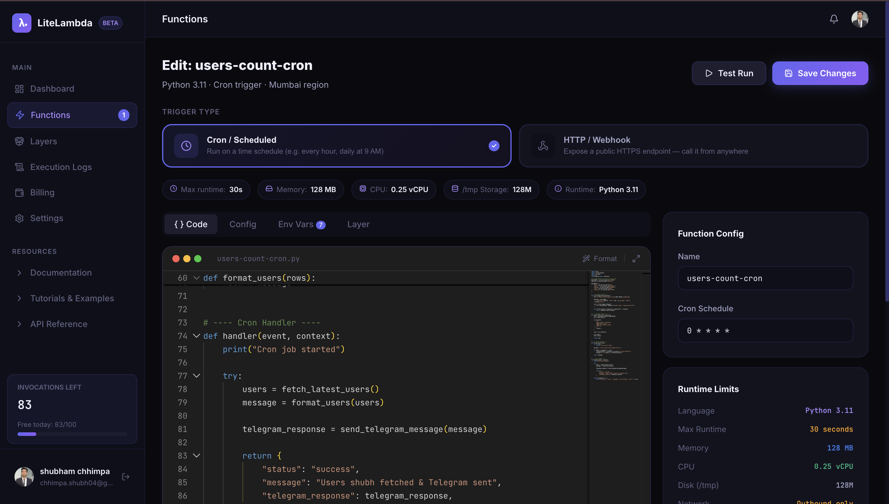 LiteLambda - Screenshot 2 showing product features and functionality